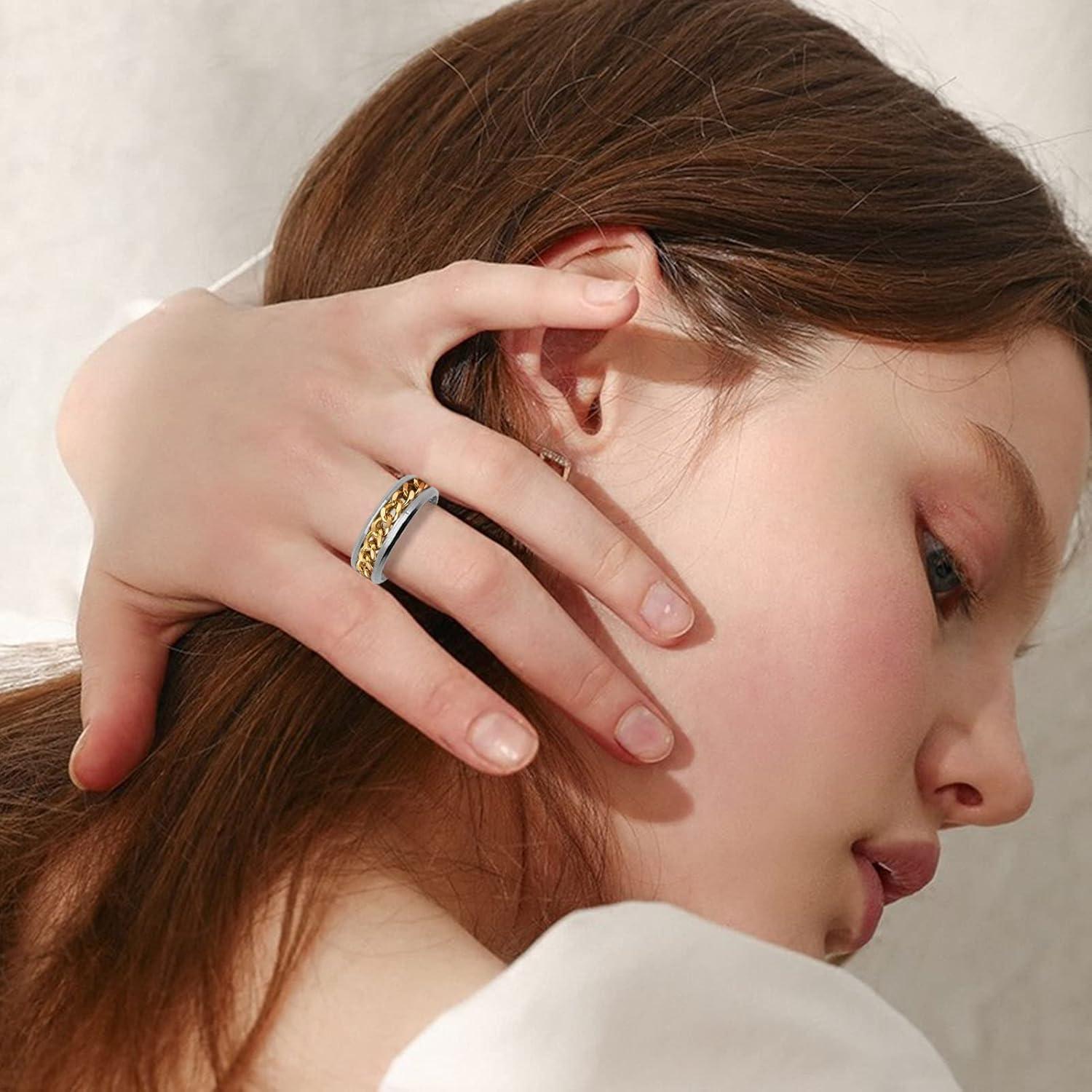 Anillos de Acero Inoxidable Oubaka 18pcs 6 Tamaños 8mm Ancho