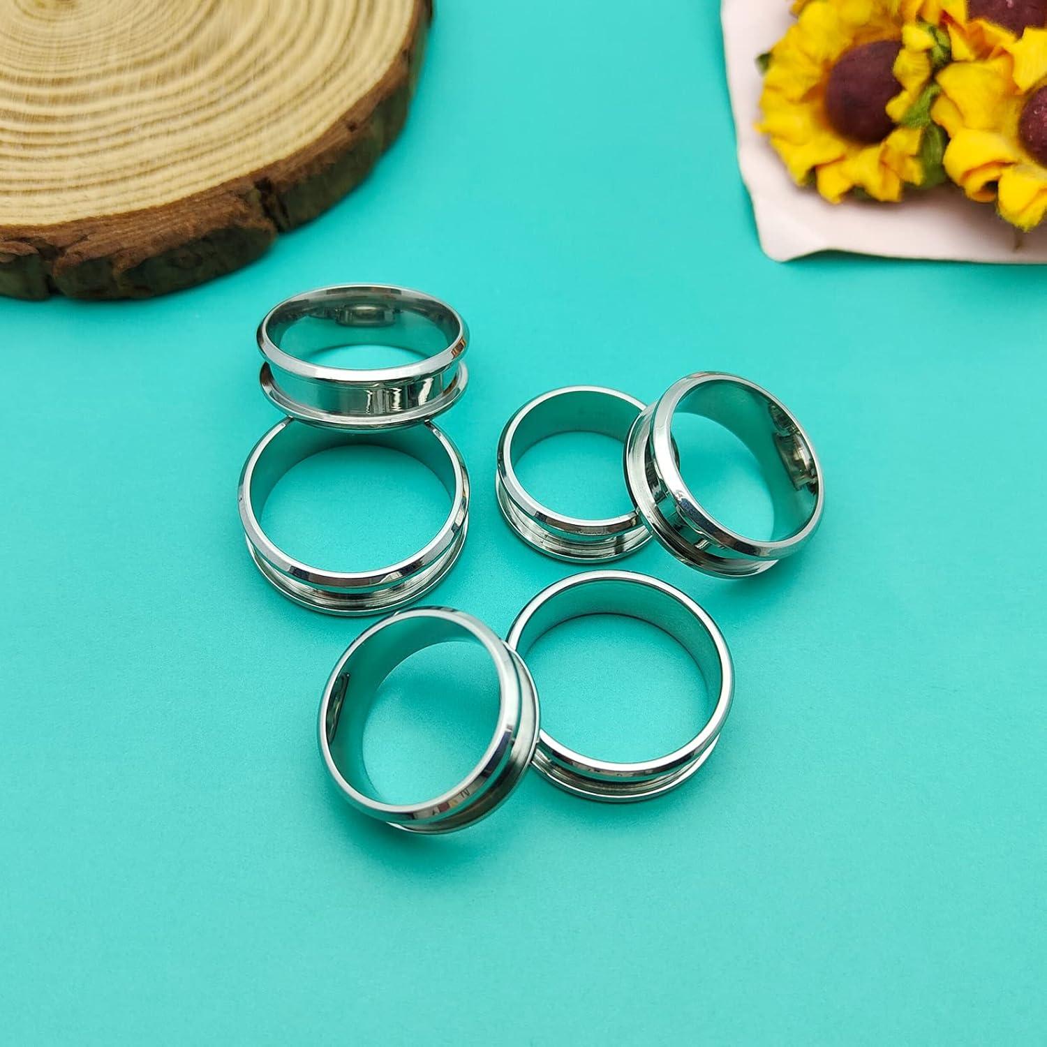 Anillos de Acero Inoxidable Oubaka 18pcs 6 Tamaños 8mm Ancho