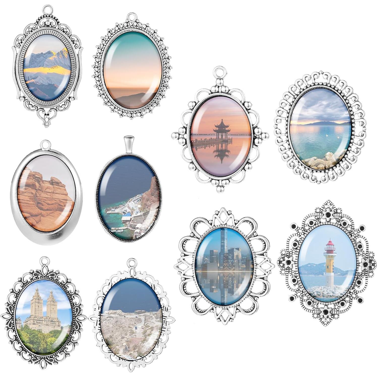 10 Bandejas de Colgante Ovaladas Telooco 30x40mm para Joyería