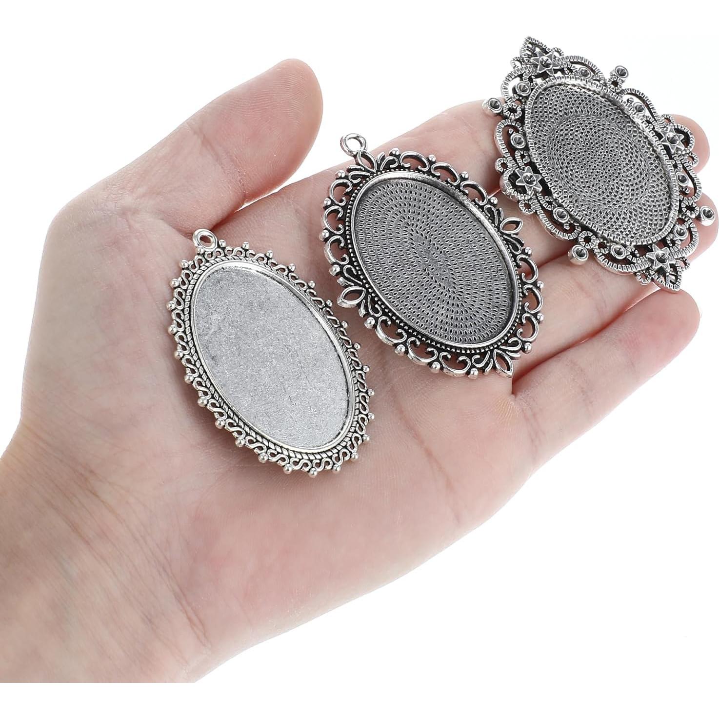 10 Bandejas de Colgante Ovaladas Telooco 30x40mm para Joyería