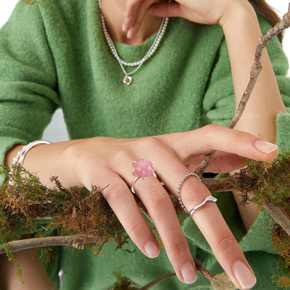 NBEADS 4 Piezas Anillo de Garra Ajustable 16.5mm Plata