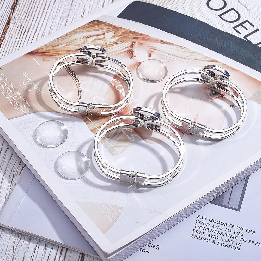 Pulsera Bezel Vacía Plata SUNNYCLUE 4Pcs 25mm Cabochones DIY