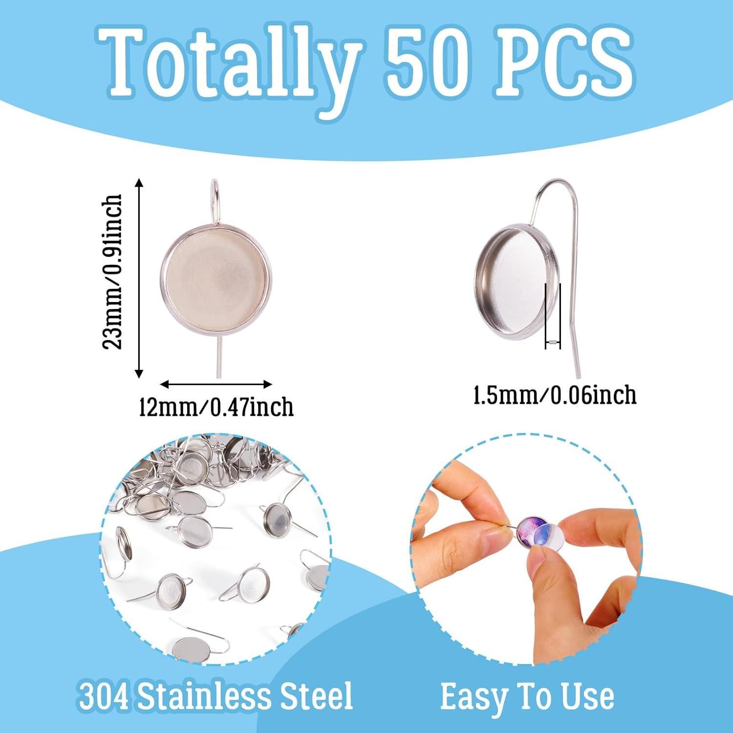 Ganchos de Aretes PH PandaHall 50pcs Acero Inoxidable 23mm