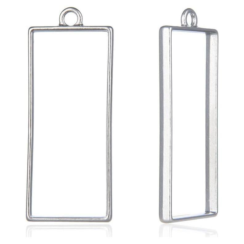 50 Piezas Marco Bezel Abierto Rectangular Plateado Adabele