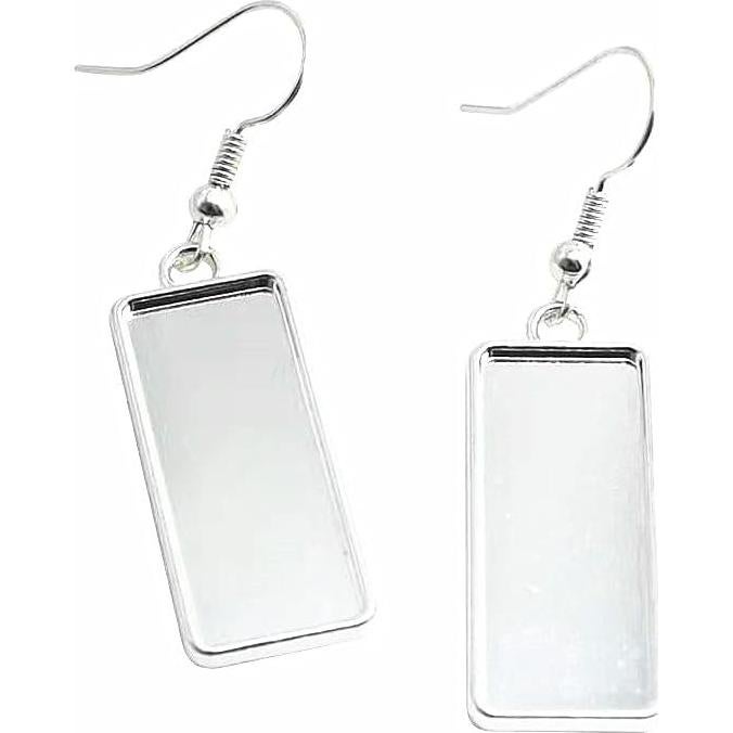 20 Pendientes de Cabochón Rectangular 10x25mm Plata SAUNUCHI