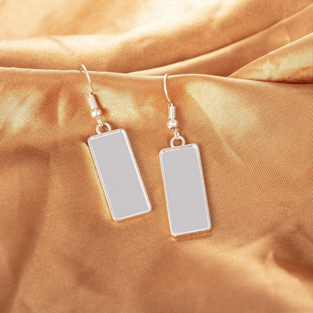 20 Pendientes de Cabochón Rectangular 10x25mm Plata SAUNUCHI