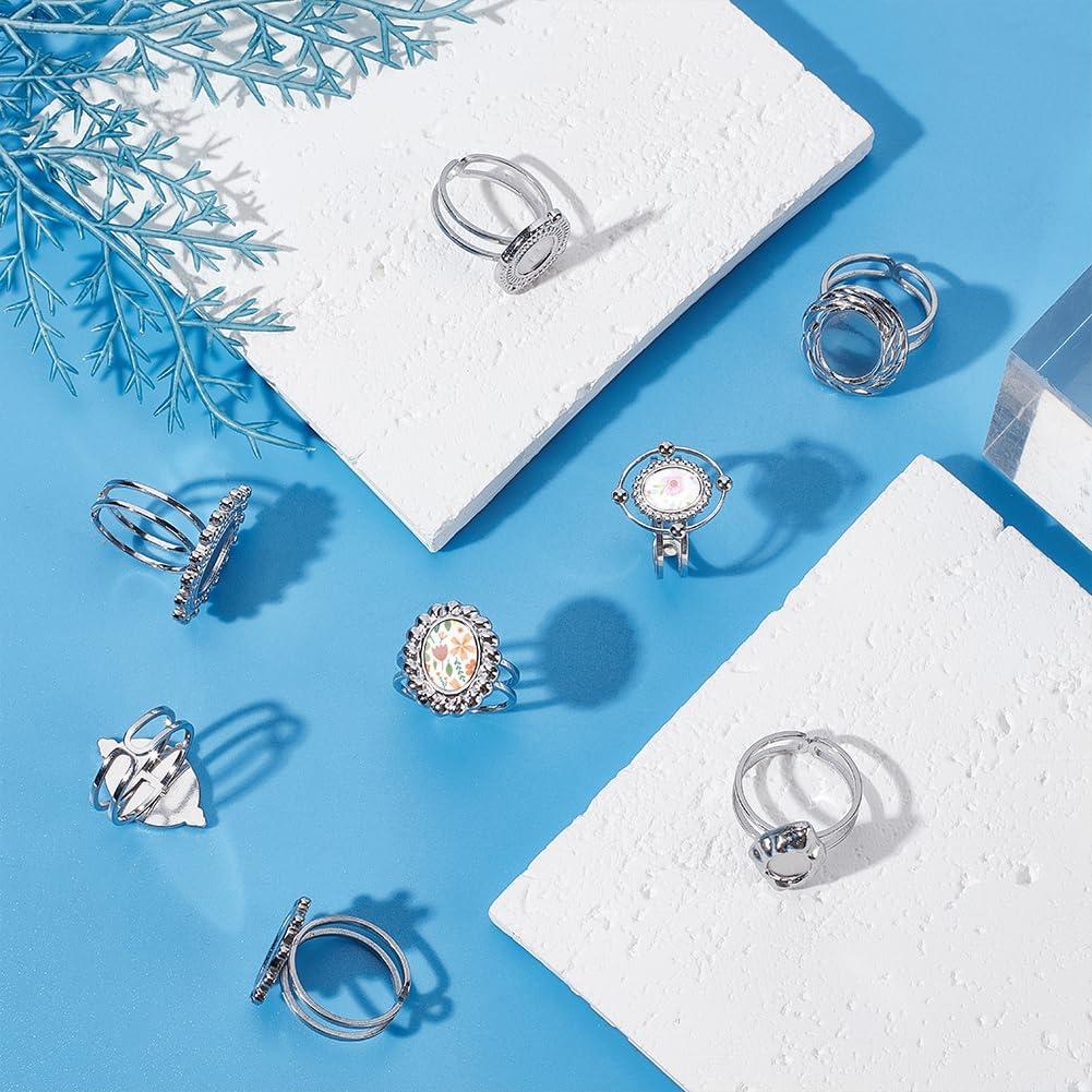 Bases de Anillo Ovaladas 8Pcs Acero Inoxidable UNICRAFTALE