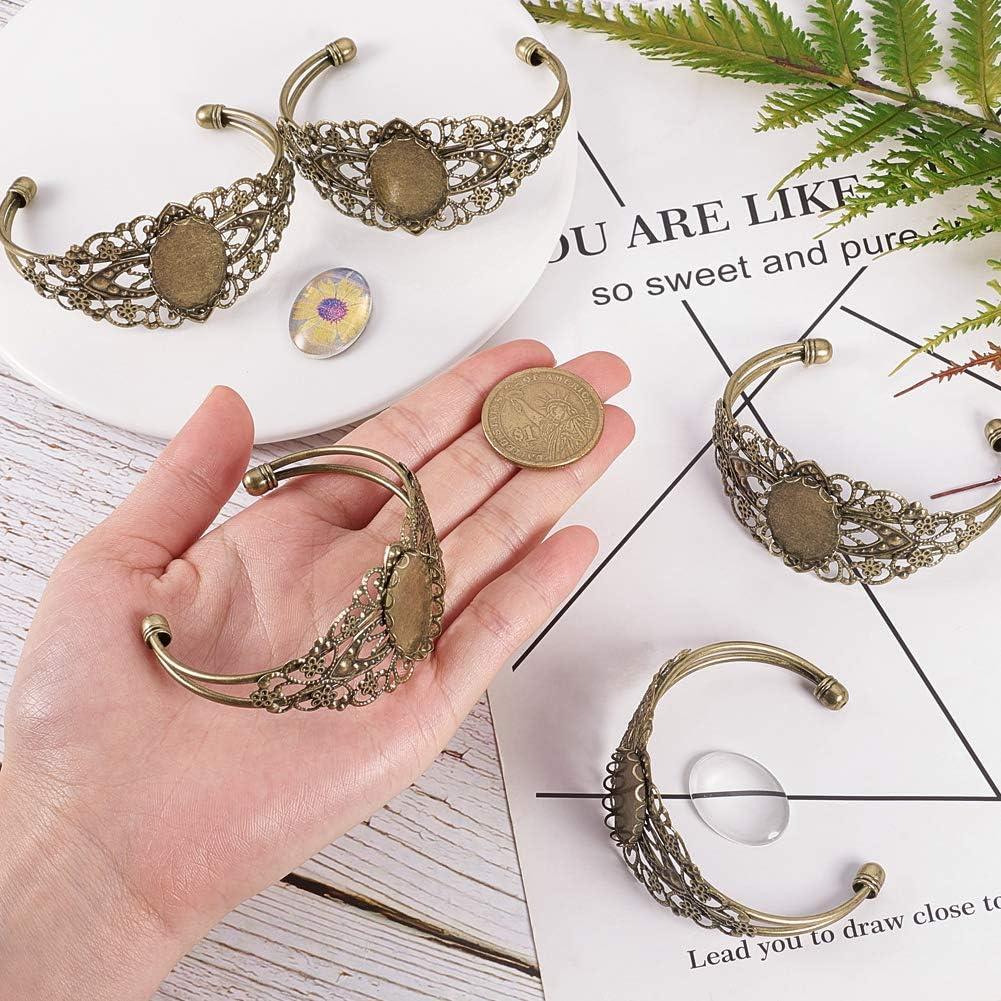 Pulsera Ajustable PH PandaHall con Bezel Ovalado 25x18mm