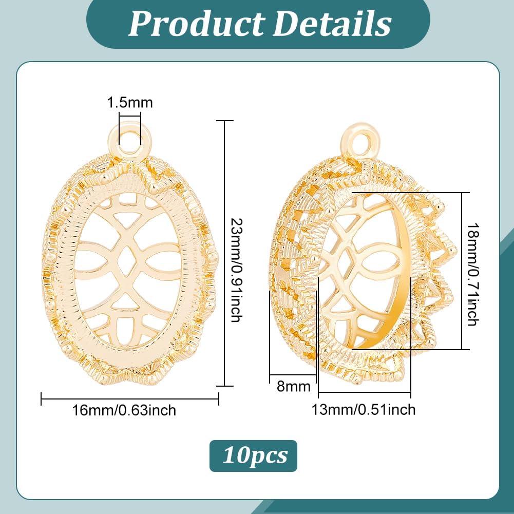 Base de Colgante Ovalado 10Pcs BENECREAT Oro 18k con Zirconia