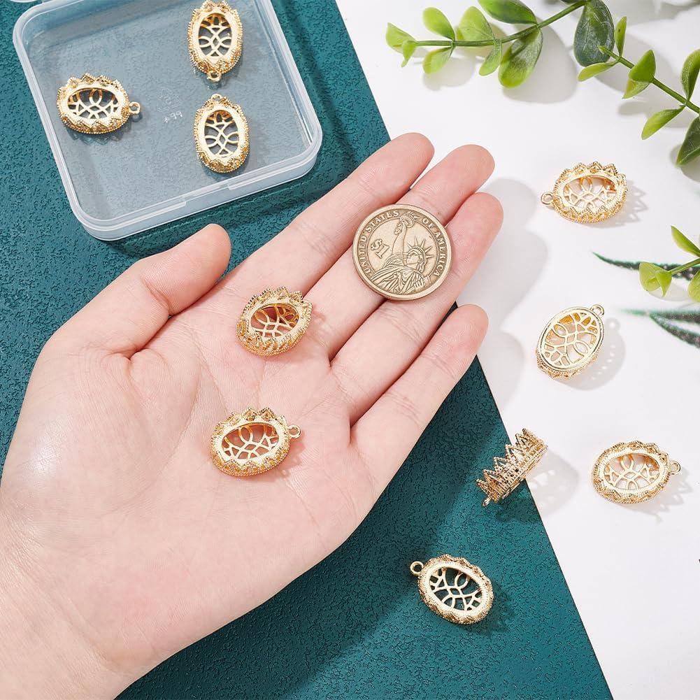 Base de Colgante Ovalado 10Pcs BENECREAT Oro 18k con Zirconia