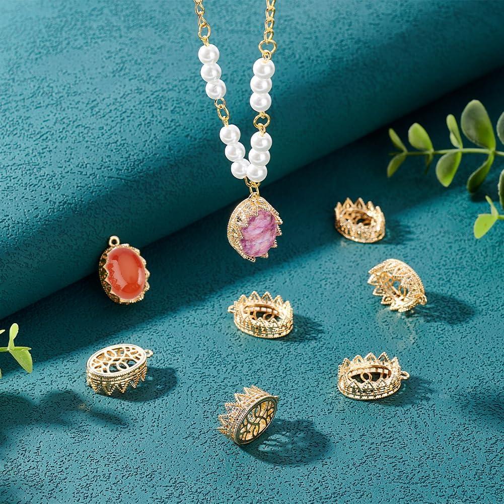 Base de Colgante Ovalado 10Pcs BENECREAT Oro 18k con Zirconia