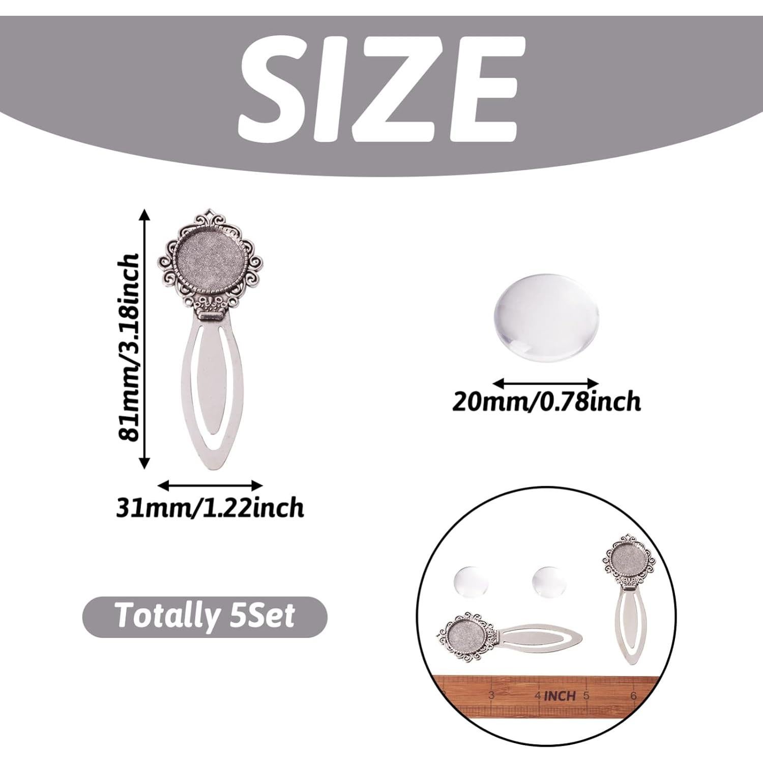 Marcadores de Retrato Redondos PH PandaHall 20mm Plata Antigua