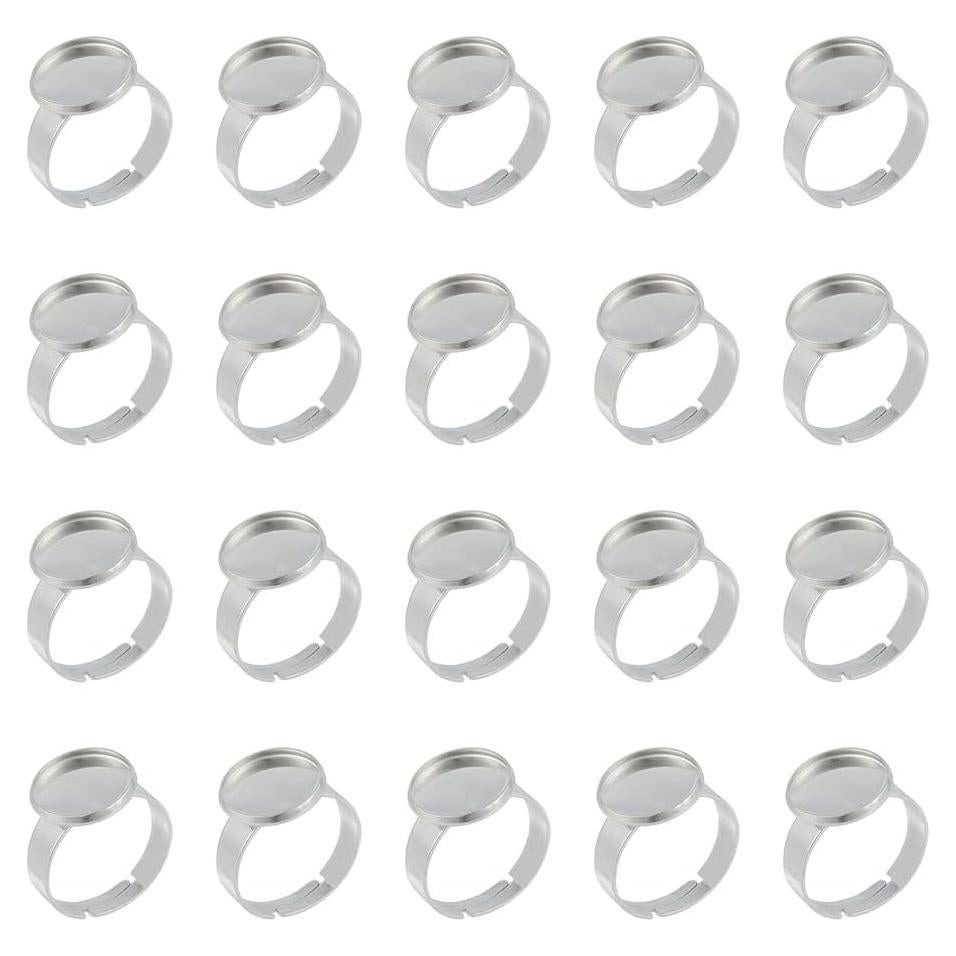 50 Bases de Anillo Ajustables UNICRAFTALE Acero Inoxidable 12mm