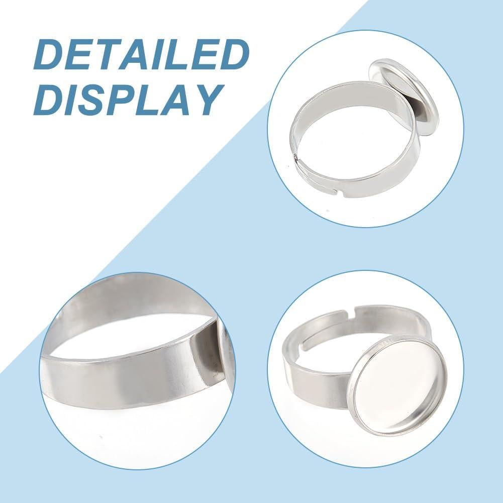 50 Bases de Anillo Ajustables UNICRAFTALE Acero Inoxidable 12mm