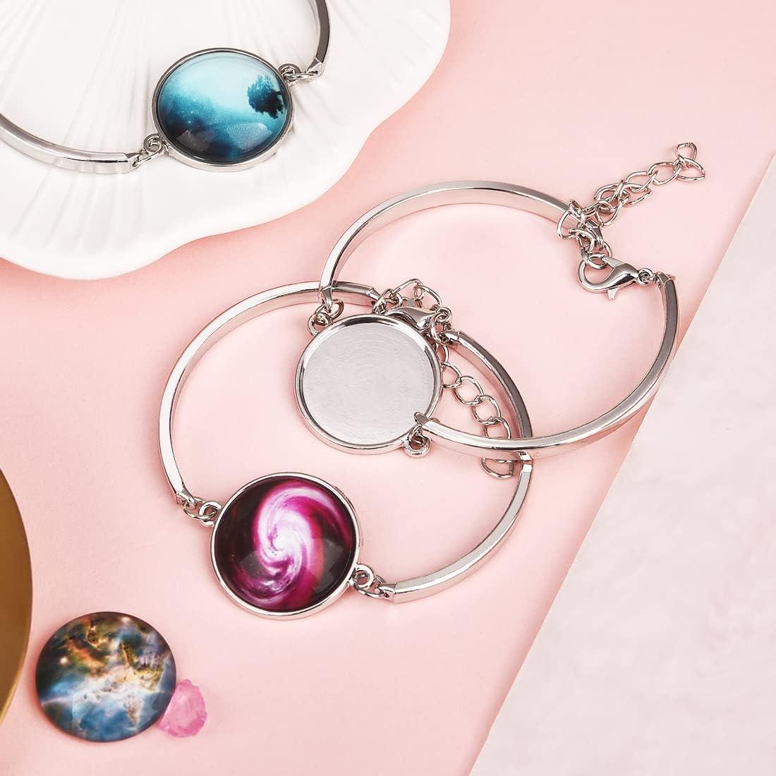 Kit de Joyería DROLE - 10 Pulseras Ajustables 20mm + 10 Cabochones