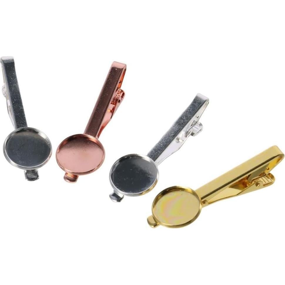 Set 8 Clips de Corbata Latón DIY 4 Colores Personalizables