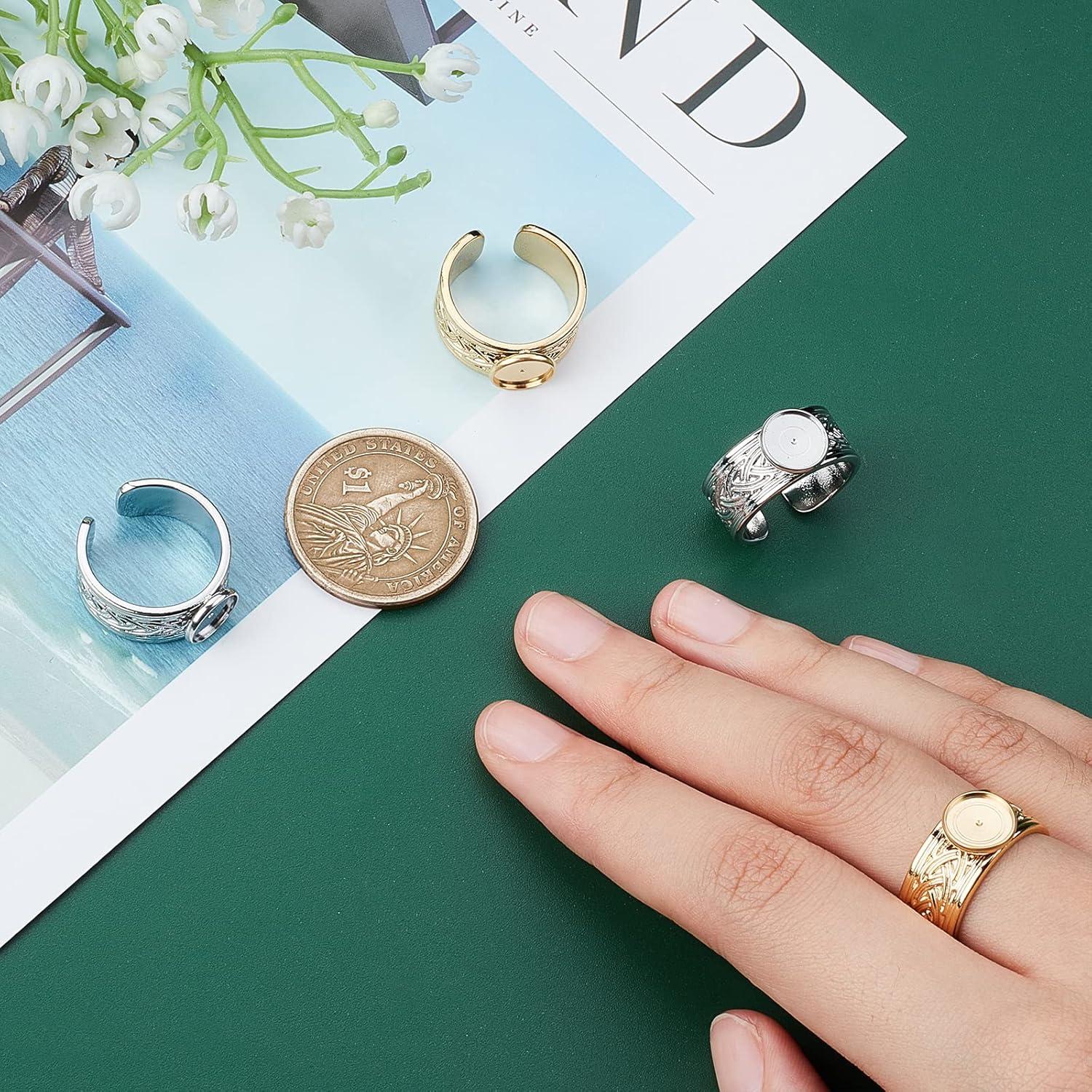 Anillos de Dedo Abiertos UNICRAFTALE 4Pcs Acero Inoxidable 8mm