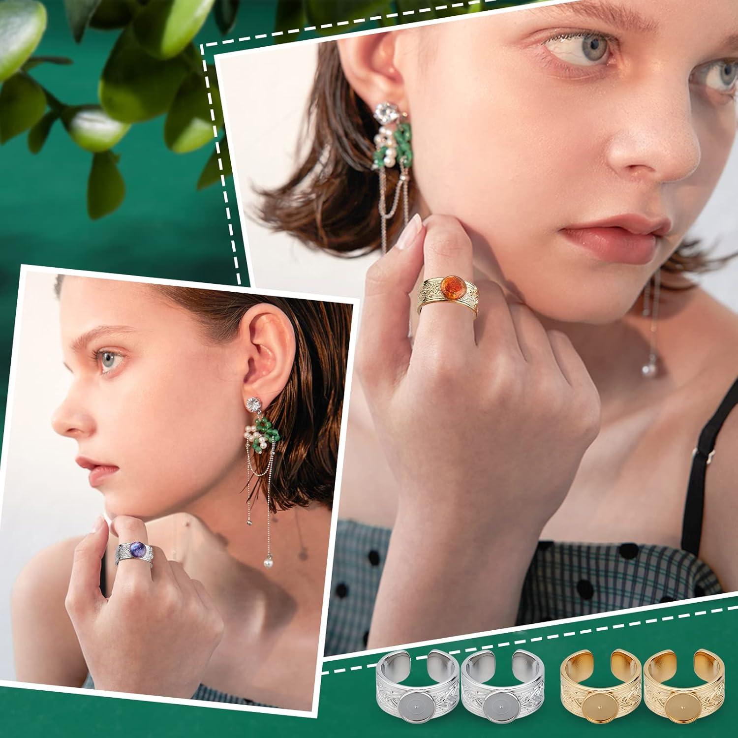 Anillos de Dedo Abiertos UNICRAFTALE 4Pcs Acero Inoxidable 8mm