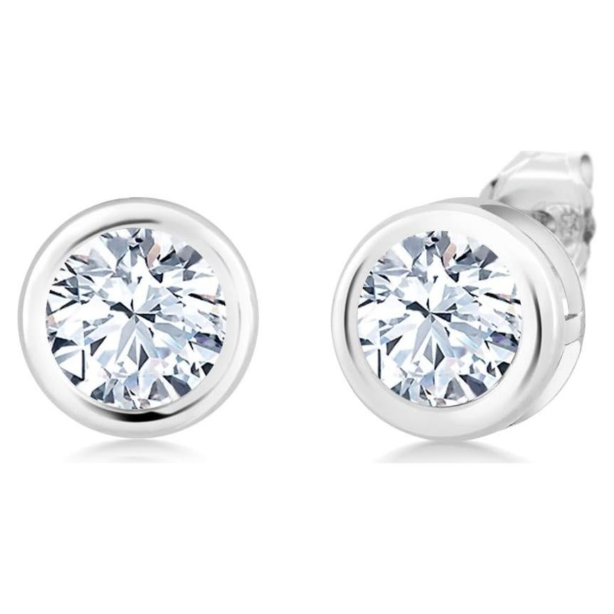 Aretes de Circonita Blanca Gem Stone King 925 Plata 6MM