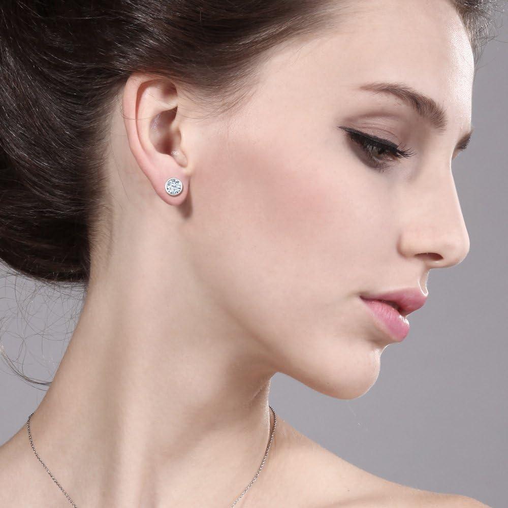 Aretes de Circonita Blanca Gem Stone King 925 Plata 6MM