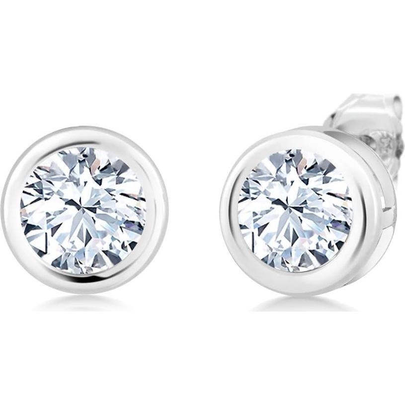 Aretes de Circonita Blanca Gem Stone King 925 Plata 6MM