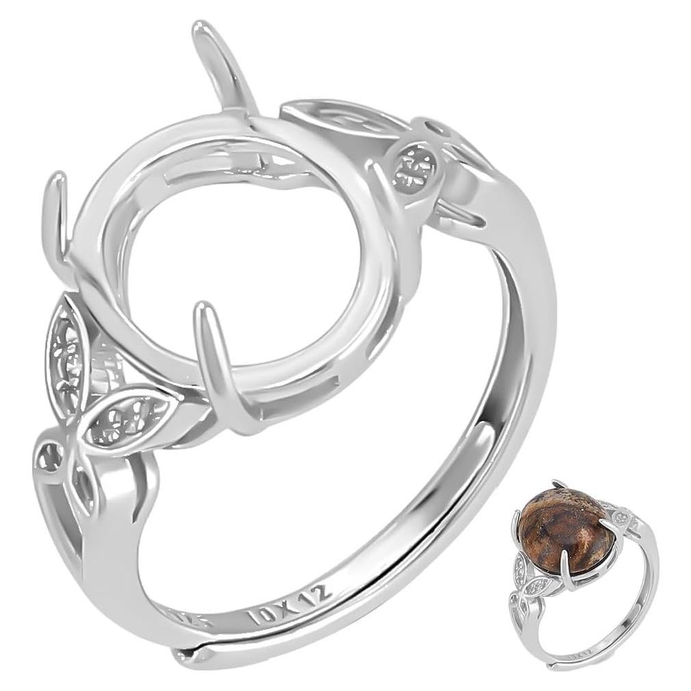 Anillo en Blanco de Plata Esterlina 925 PLIGREAT Ajustable DIY