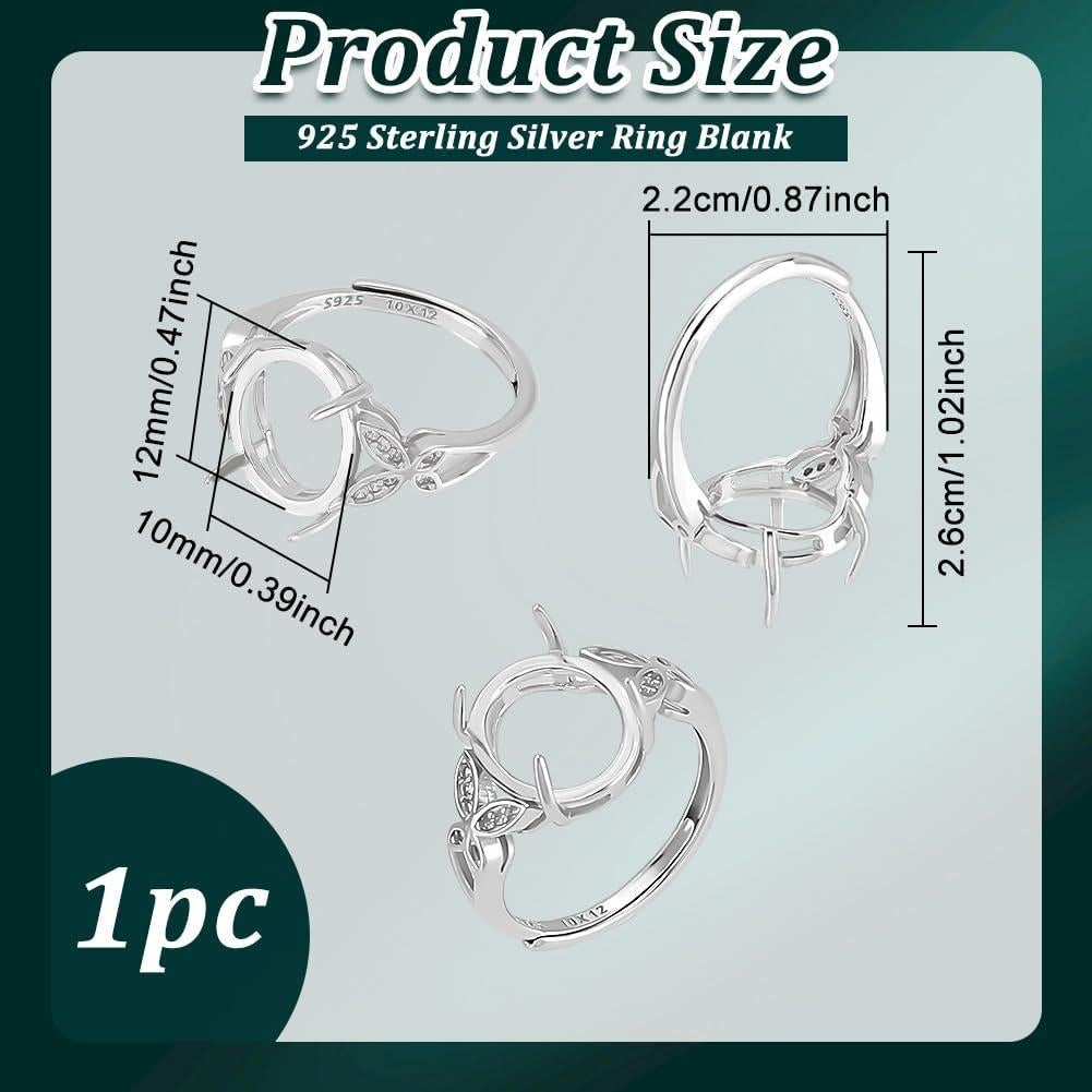 Anillo en Blanco de Plata Esterlina 925 PLIGREAT Ajustable DIY