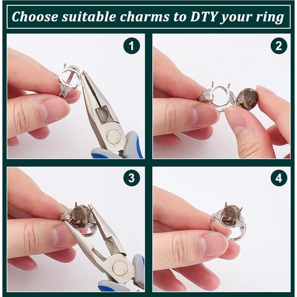 Anillo en Blanco de Plata Esterlina 925 PLIGREAT Ajustable DIY