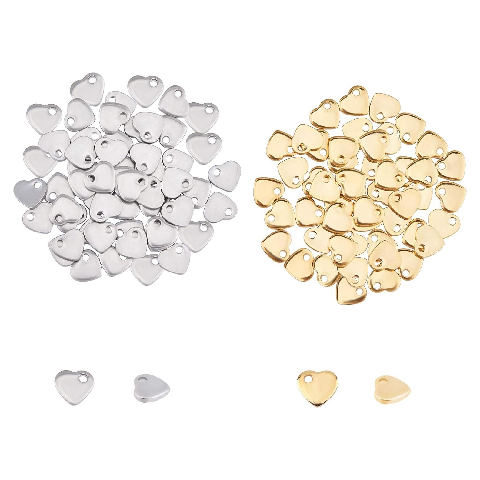 Colgantes de Corazón UNICRAFTALE 100pcs Acero Inoxidable 6mm