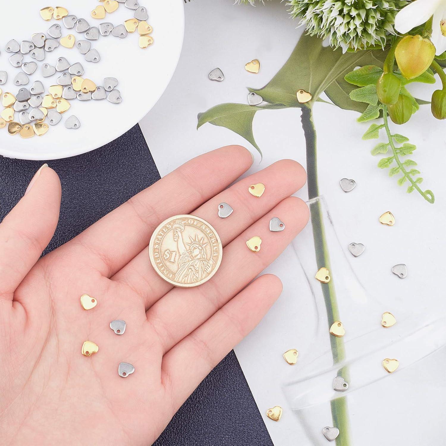 Colgantes de Corazón UNICRAFTALE 100pcs Acero Inoxidable 6mm