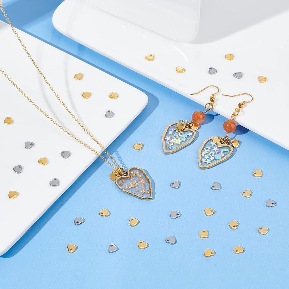 Colgantes de Corazón UNICRAFTALE 100pcs Acero Inoxidable 6mm