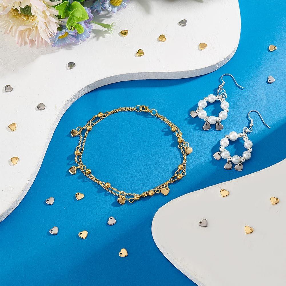 Colgantes de Corazón UNICRAFTALE 100pcs Acero Inoxidable 6mm