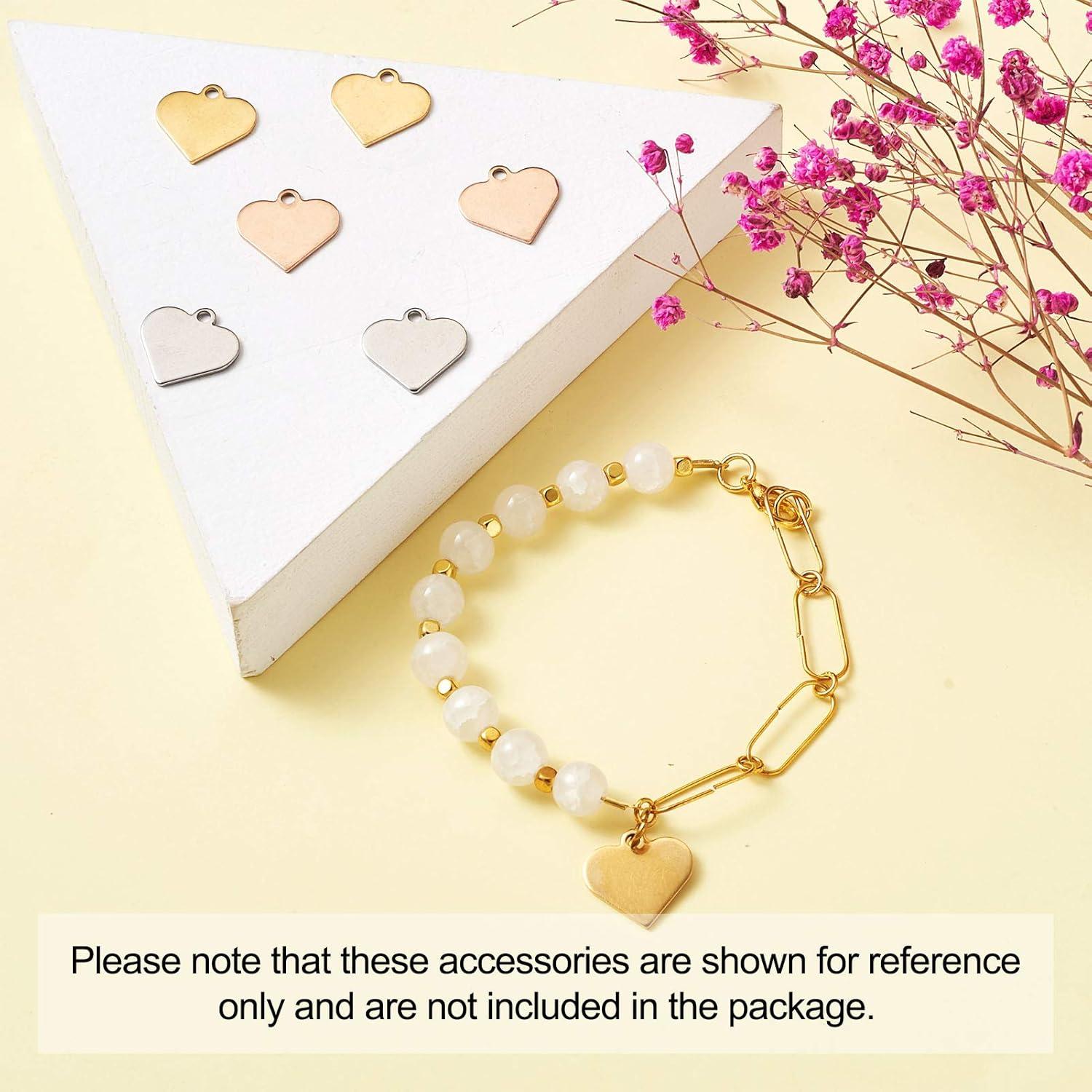 40 Encantos de Corazón Beadthoven Acero Inoxidable DIY 15.5mm