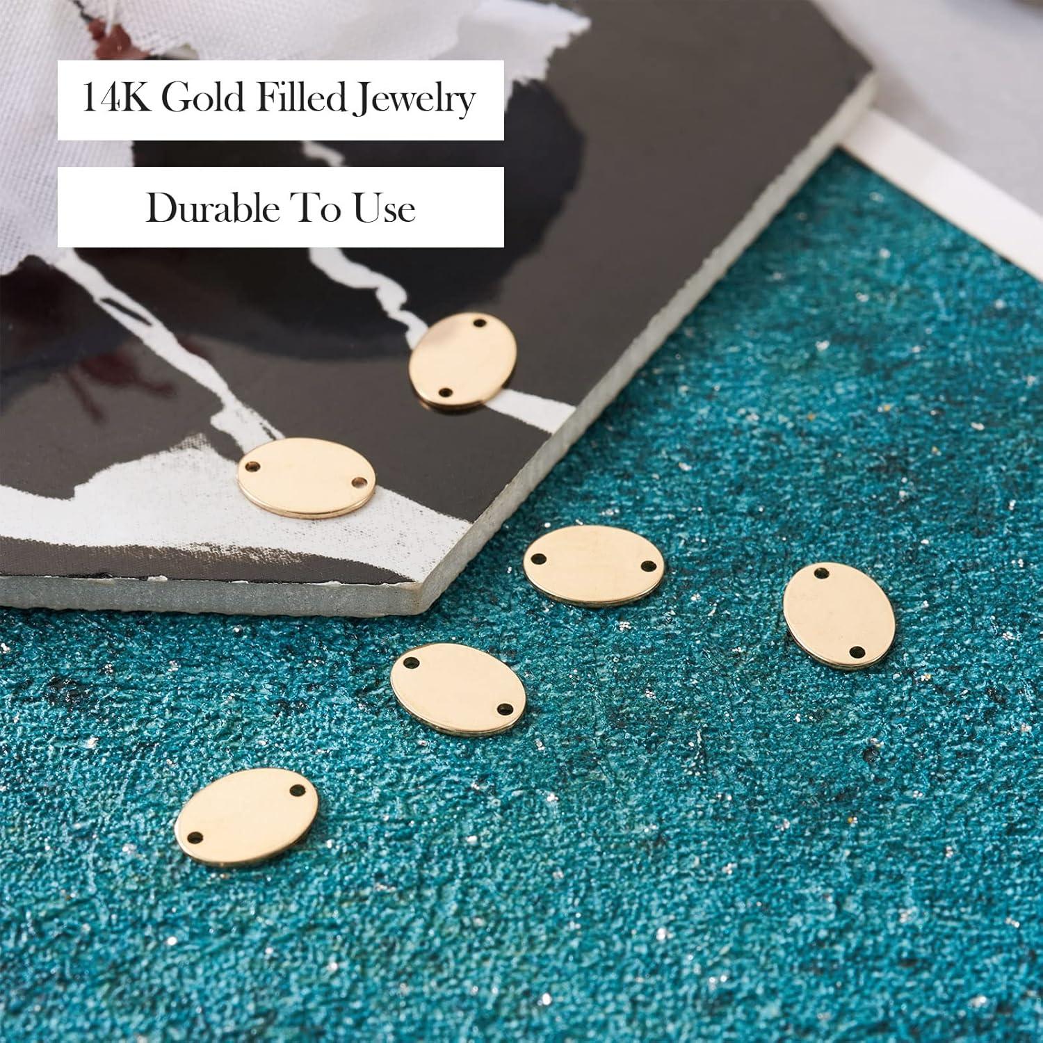 Conectores Ovalados de Latón Rellenos de Oro 14K - 6 Piezas