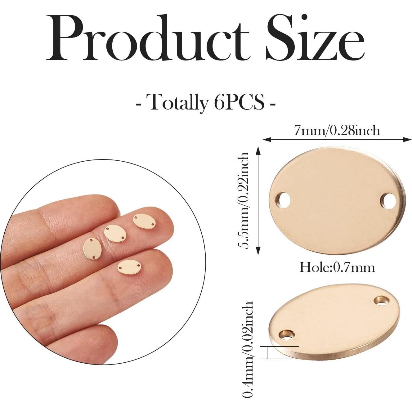 Conectores Ovalados de Latón Rellenos de Oro 14K - 6 Piezas