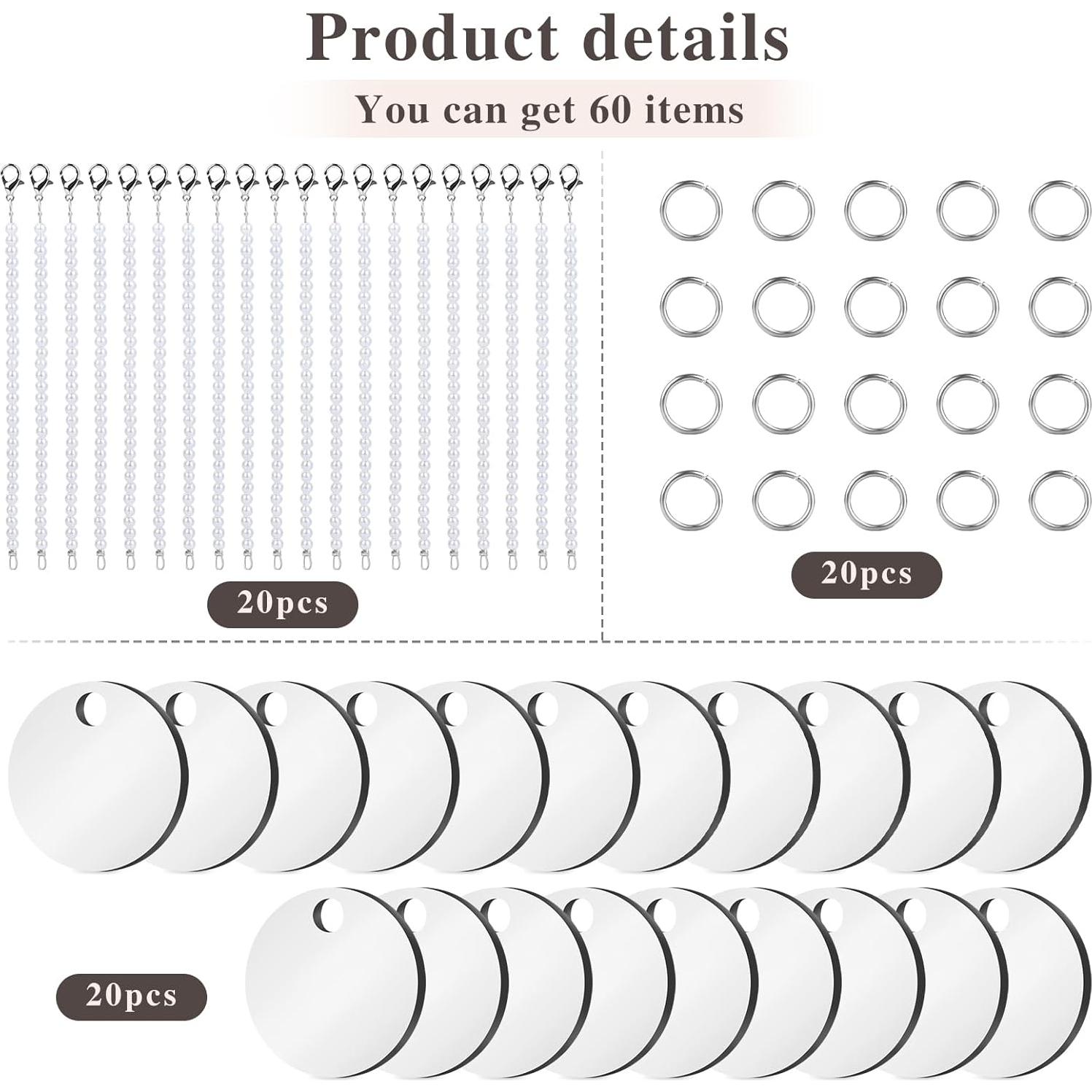 Llaveros de sublimación en blanco JNENERY 60PCS 3cm MDF