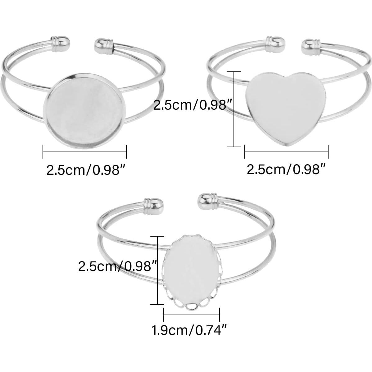 Set de Pulseras DIY Bisel Blanco 24PCS con Cabujón Vidrio