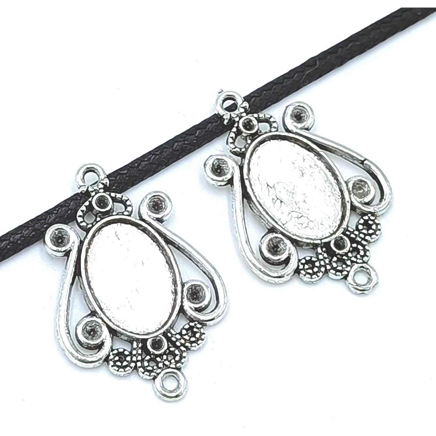 Encantos Raqueta de Tenis YOOGCORETT 50pcs Plata Antigua 23x10mm