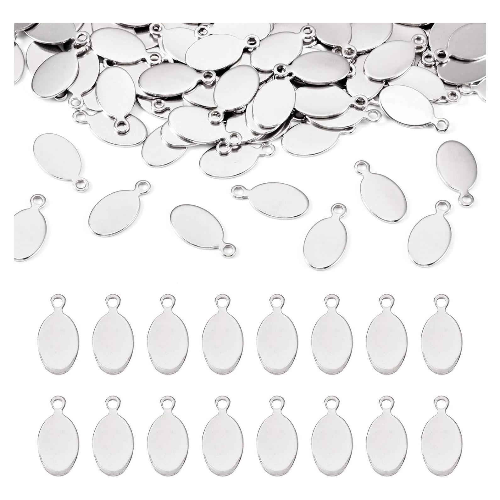 Etiquetas Ovaladas de Acero Inoxidable 304 Pandahall 20x10mm