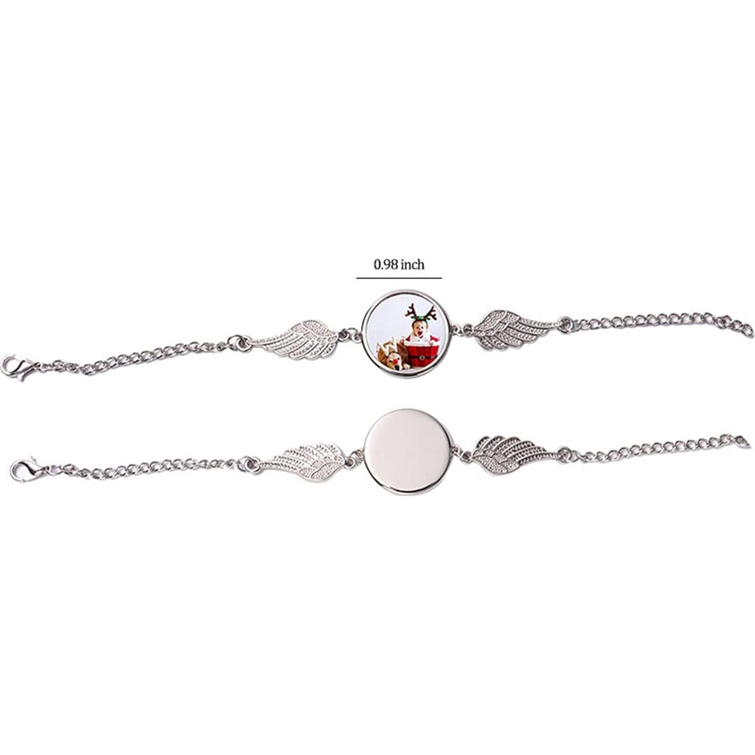 Paquete de 4 Pulseras Blancas con Alas de Ángel para Sublimación