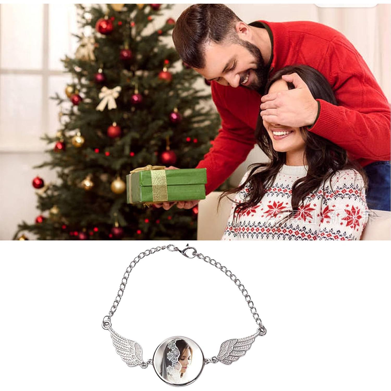 Paquete de 4 Pulseras Blancas con Alas de Ángel para Sublimación