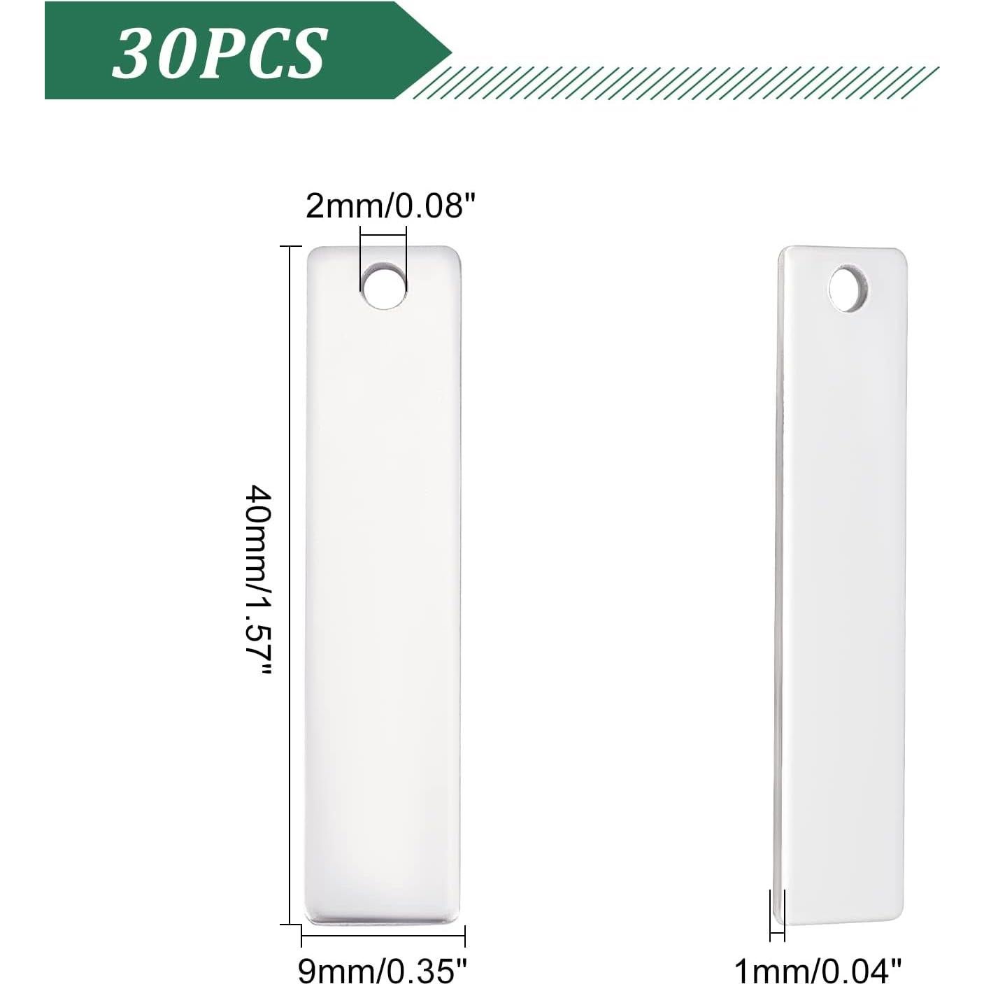 Etiquetas de Metal UNICRAFTALE 30 Piezas 40x9mm Acero Inoxidable