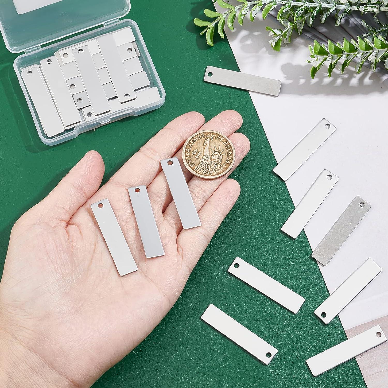 Etiquetas de Metal UNICRAFTALE 30 Piezas 40x9mm Acero Inoxidable