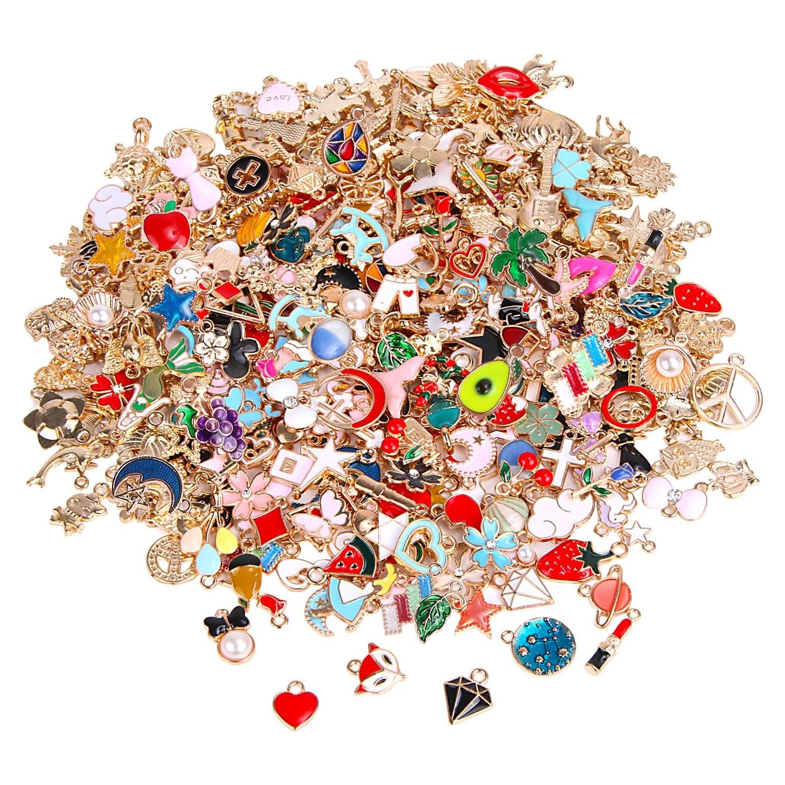 SANNIX 350 Piezas Encantos de Esmalte Dorado para Joyería DIY