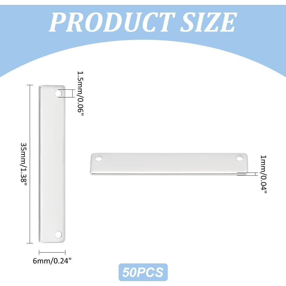 Conectores de Etiquetas de Acero Inoxidable UNICRAFTALE 50Pcs 35mm