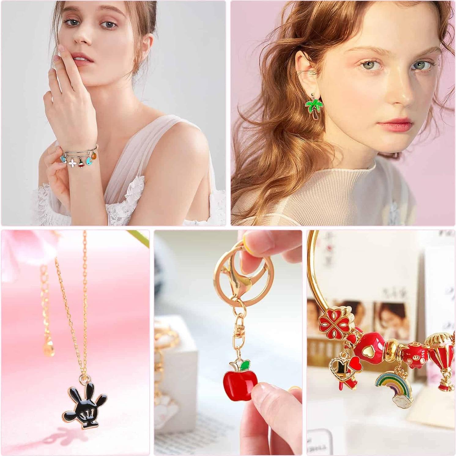 400 Piezas Encantos de Joyería Esmalte Dorado para DIY