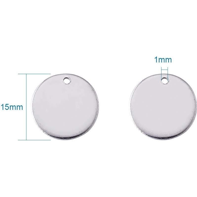 Etiquetas en Blanco de Acero Inoxidable Kissitty 100 Piezas 15mm