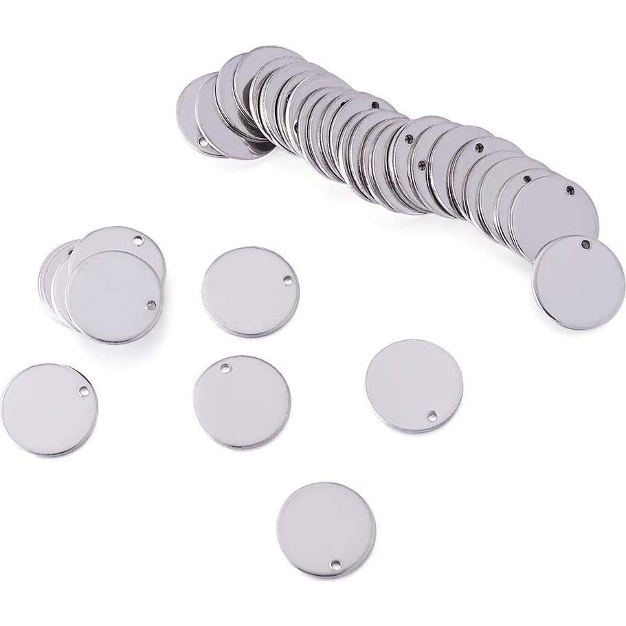 Etiquetas en Blanco de Acero Inoxidable Kissitty 100 Piezas 15mm