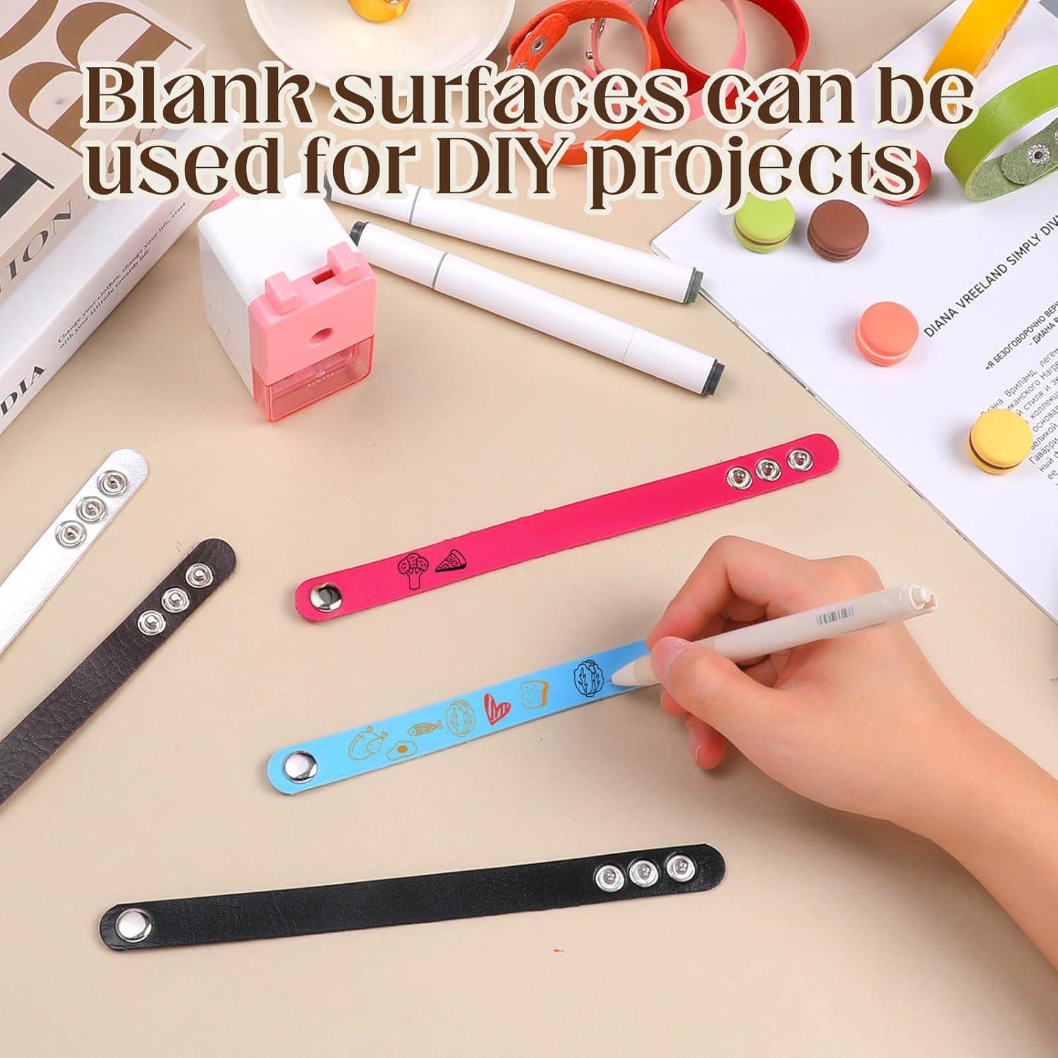 50 Pulseras de Cuero PU Ajustables en Blanco para DIY