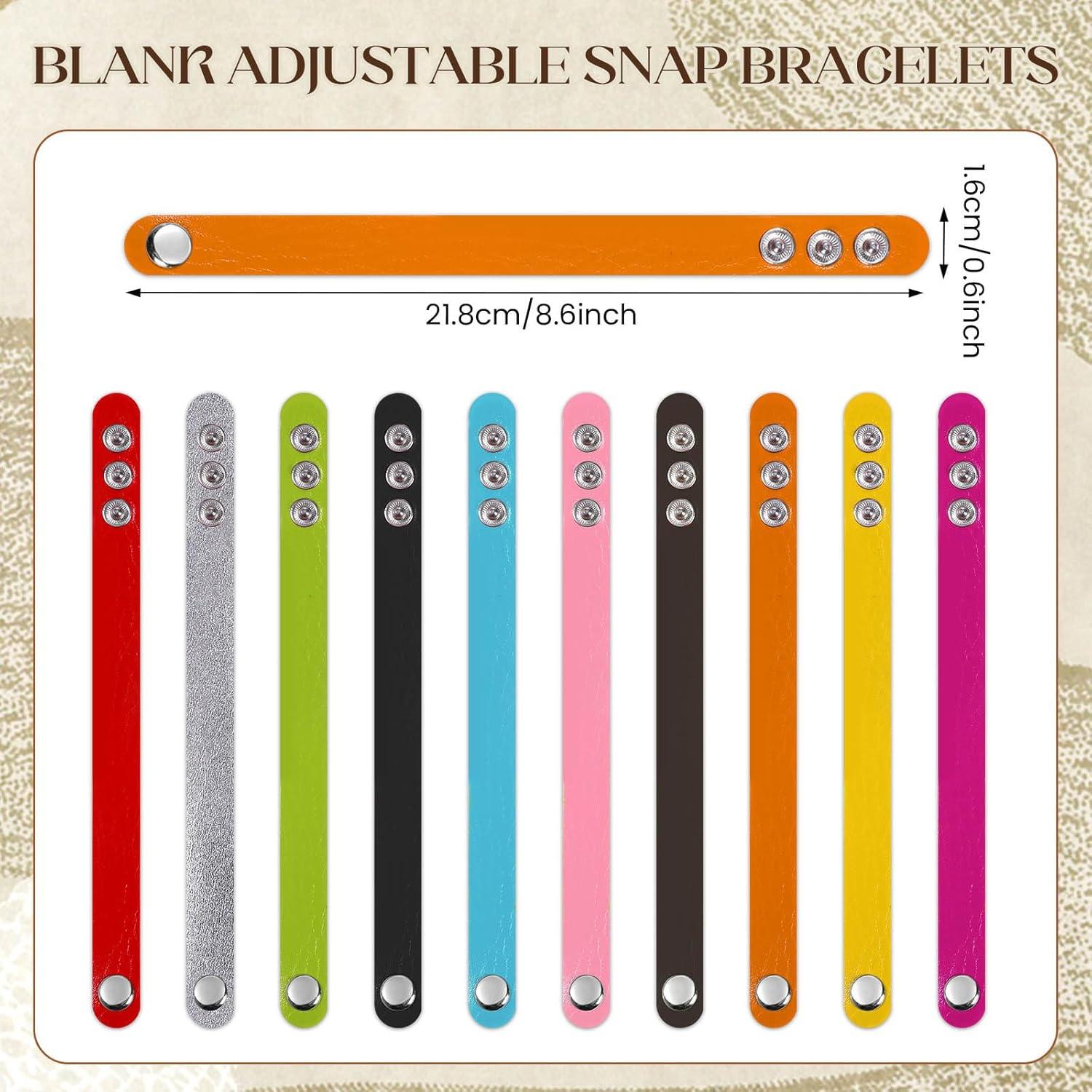 50 Pulseras de Cuero PU Ajustables en Blanco para DIY